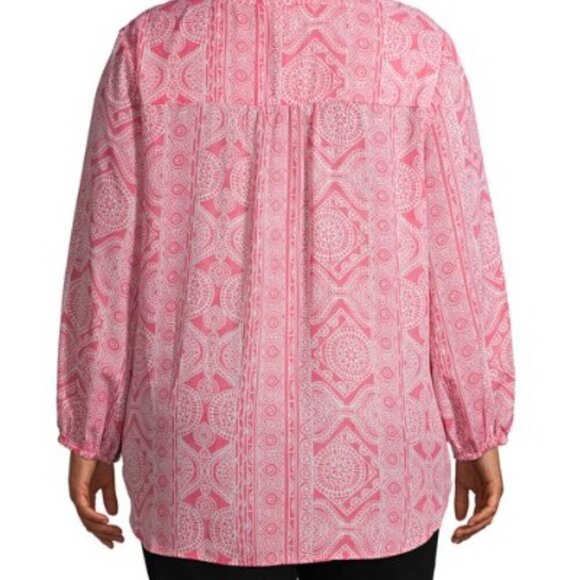 NEW PLUS SIZE FRONT TIE TOP  1X PINK - Picture 3 of 10